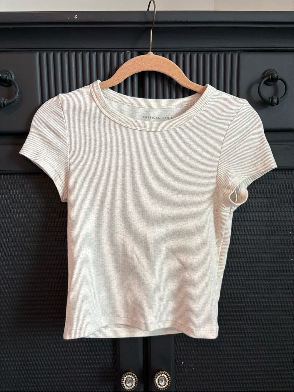 American Eagle Hey Baby Tee- Ribbed- Cream color